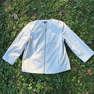 Eileen‎ Fisher Jacket Italian Fabric Ramie Blend Minimalist Zip Front Small S